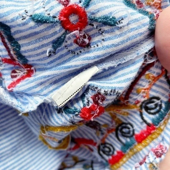 Zara Blue and White Striped Embroidered Shirt Dress with Pockets - Picture 8 of 13